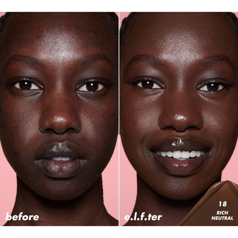 slide 3 of 13, e.l.f. Halo Glow Skin Tint Light Coverage Foundation - Mineral SPF 50 - 18 Rich Neutral - 1 fl oz, 1 fl oz