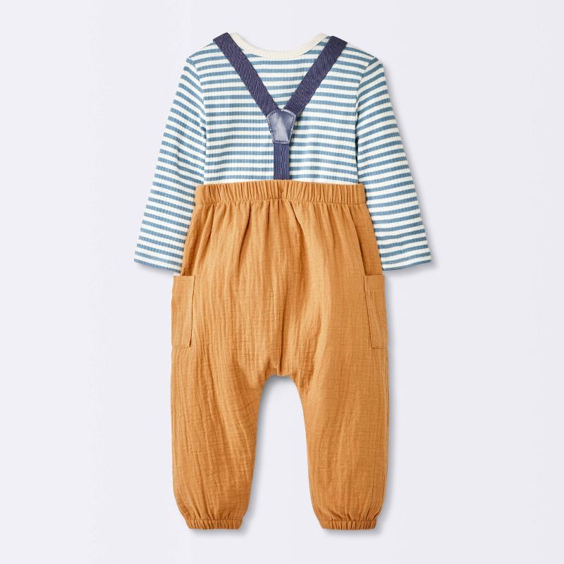 slide 2 of 4, Baby Boys' 2pc Striped Suspender Top & Bottom Set - Cloud Island™ Blue 24M, 2 ct