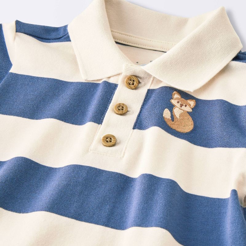 slide 4 of 4, Baby Boys' 2pc Fox Striped Polo Shorts Set - Cloud Island™ Navy Blue 18M, 2 ct