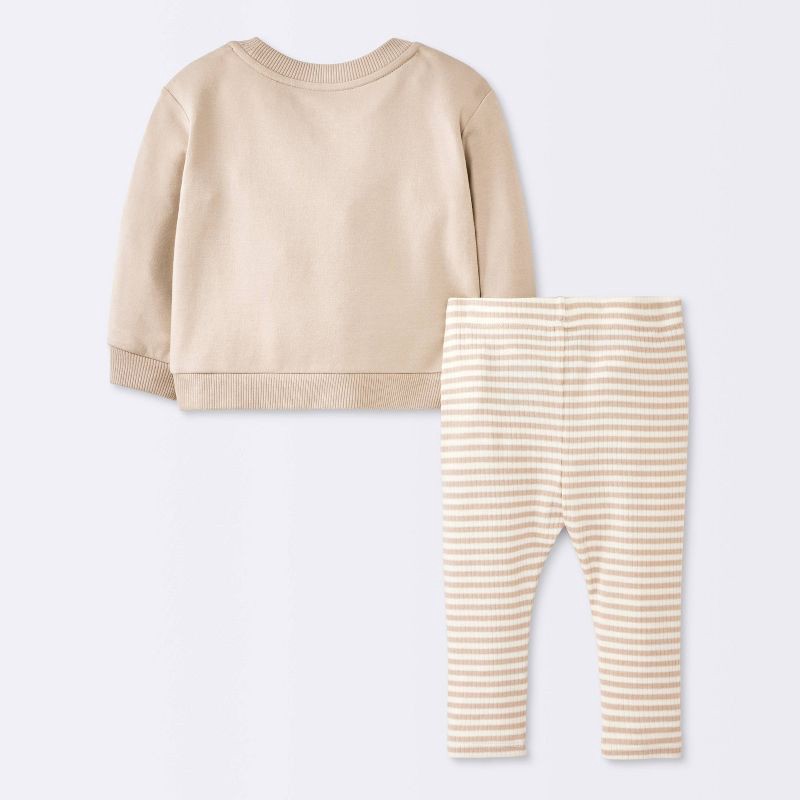 slide 4 of 4, Baby Boys' 2pc Mama's Mini Embroidered Sweatshirt Set - Cloud Island™ Tan 18M, 2 ct