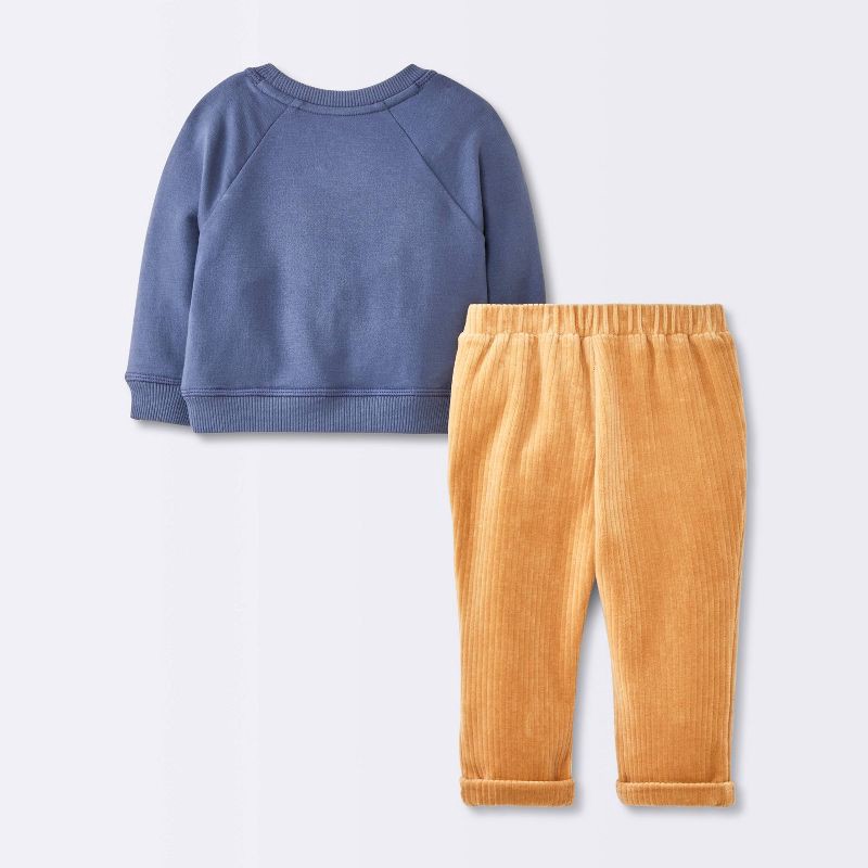 slide 4 of 4, Baby Boys' 2pc Fox Sweatshirt & Corduroy Pants Set - Cloud Island™ Navy Blue 24M, 2 ct