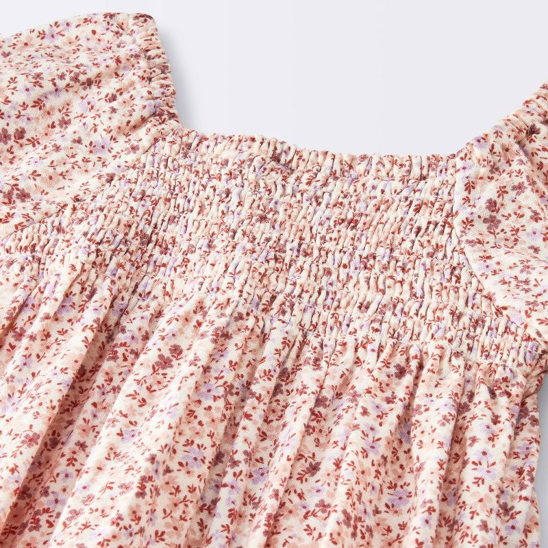 slide 3 of 4, Baby Girls' Floral Smocked Romper - Cloud Island™ Pink 12M, 1 ct