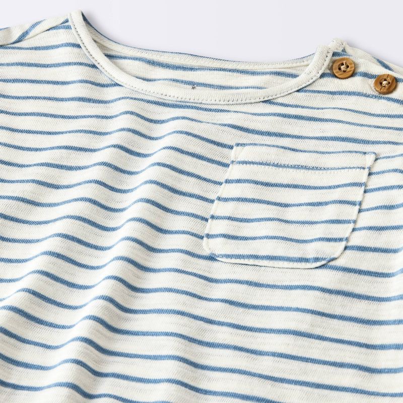 slide 3 of 4, Baby Girls' 2pc Striped Pocket T-Shirt & Bike Shorts Set - Cloud Island™ Blue 24M, 2 ct