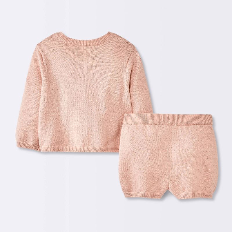 slide 3 of 4, Baby Girls' 2pc Pointelle Sweater Set - Cloud Island™ Pink 24M, 2 ct