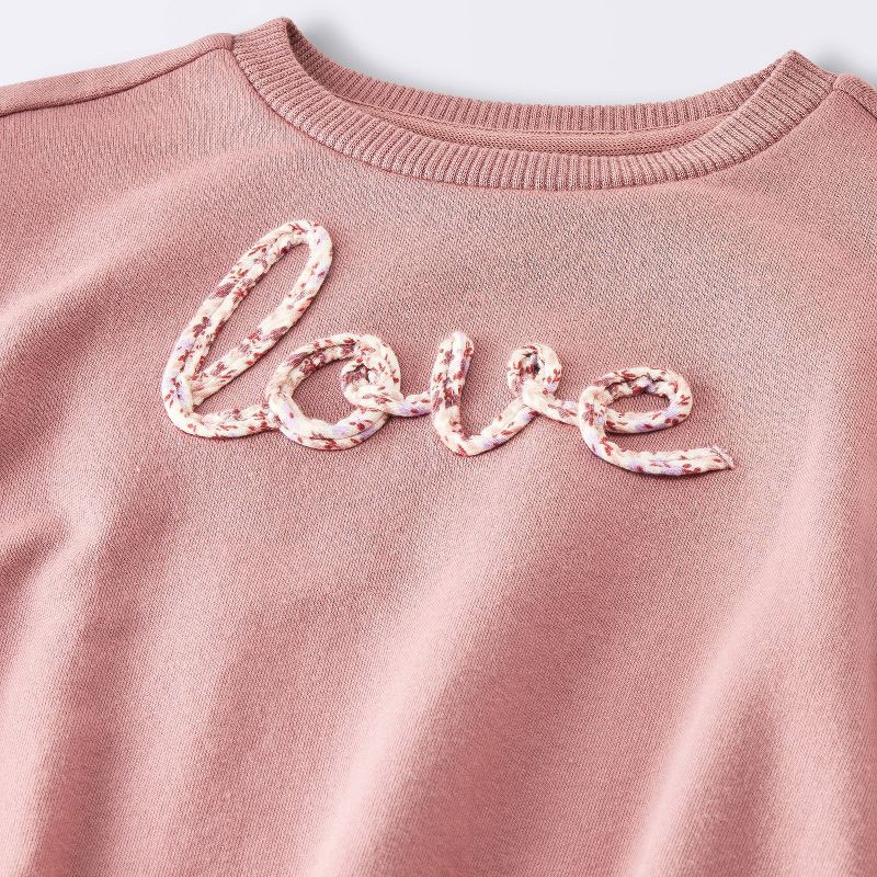 slide 4 of 4, Baby Girls' Love Sweatshirt Romper- Cloud Island™ Pink Newborn, 1 ct