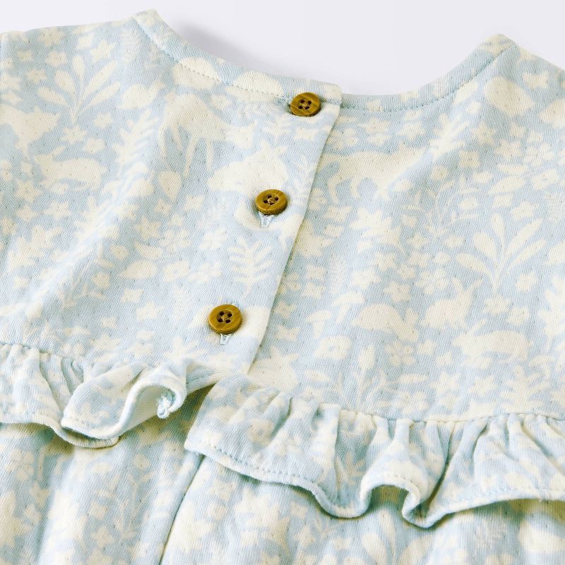 slide 3 of 4, Baby Girls' Long Leg Floral Romper - Cloud Island™ Blue Newborn, 1 ct