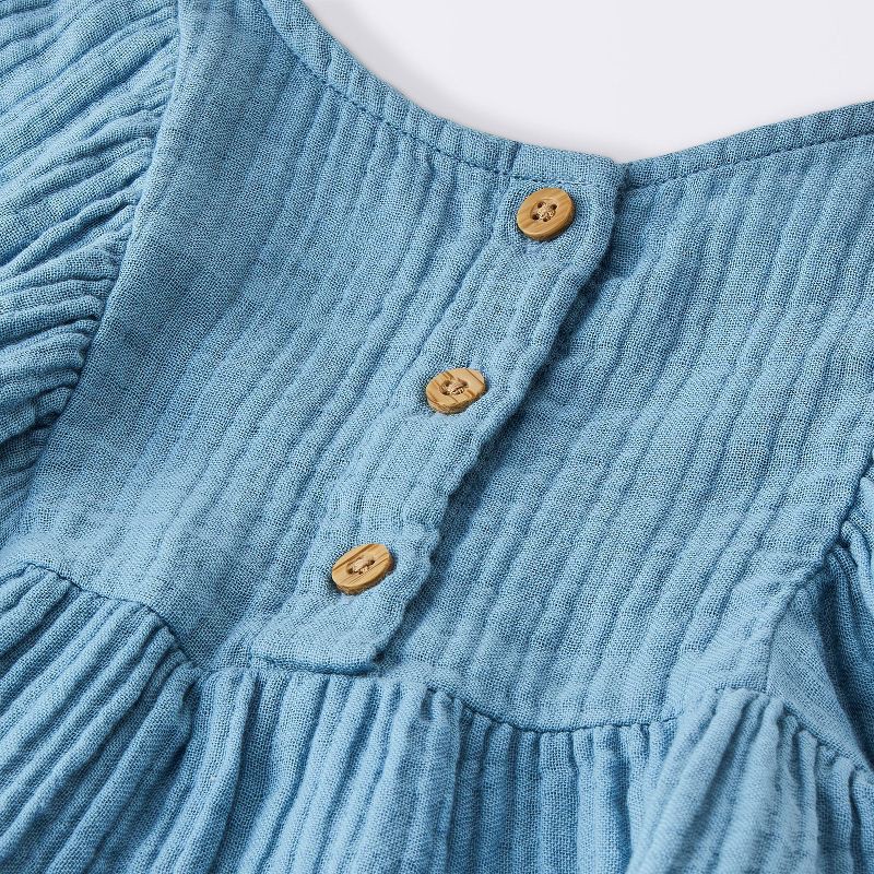 slide 4 of 4, Baby Girls' 2pc Embroidered Floral Gauze Top & Bloomer Set - Cloud Island™ Blue Newborn, 2 ct