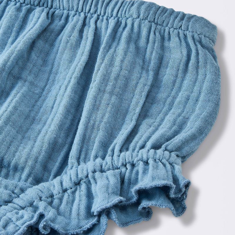 slide 2 of 4, Baby Girls' 2pc Embroidered Floral Gauze Top & Bloomer Set - Cloud Island™ Blue Newborn, 2 ct