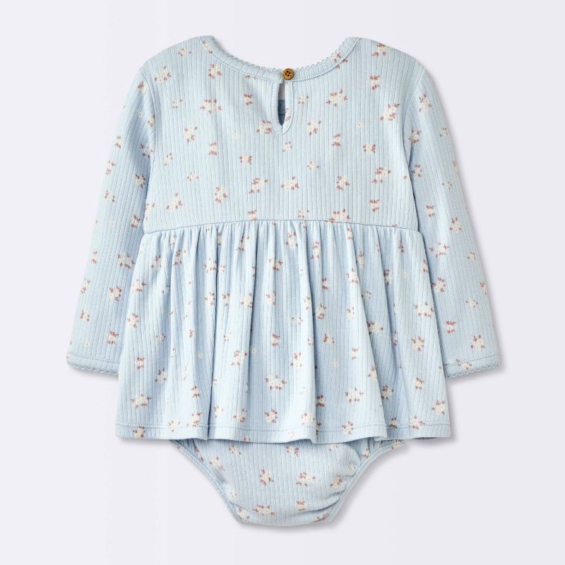 slide 3 of 4, Baby Girls' Floral Skirted Bodysuit - Cloud Island™ Blue 6-9M, 1 ct