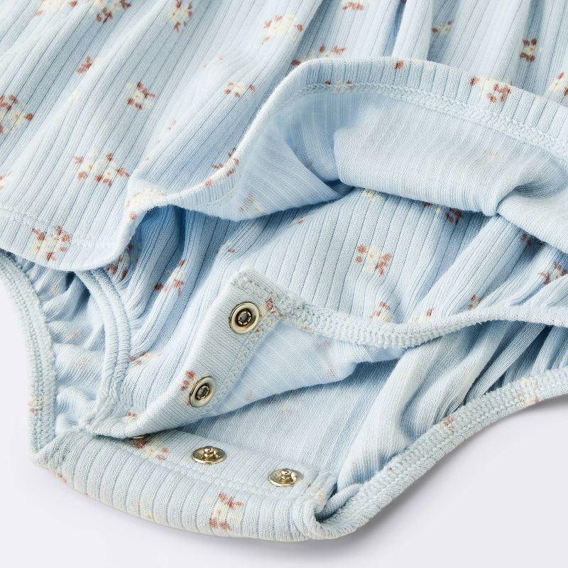 slide 4 of 4, Baby Girls' Floral Skirted Bodysuit - Cloud Island™ Blue 6-9M, 1 ct