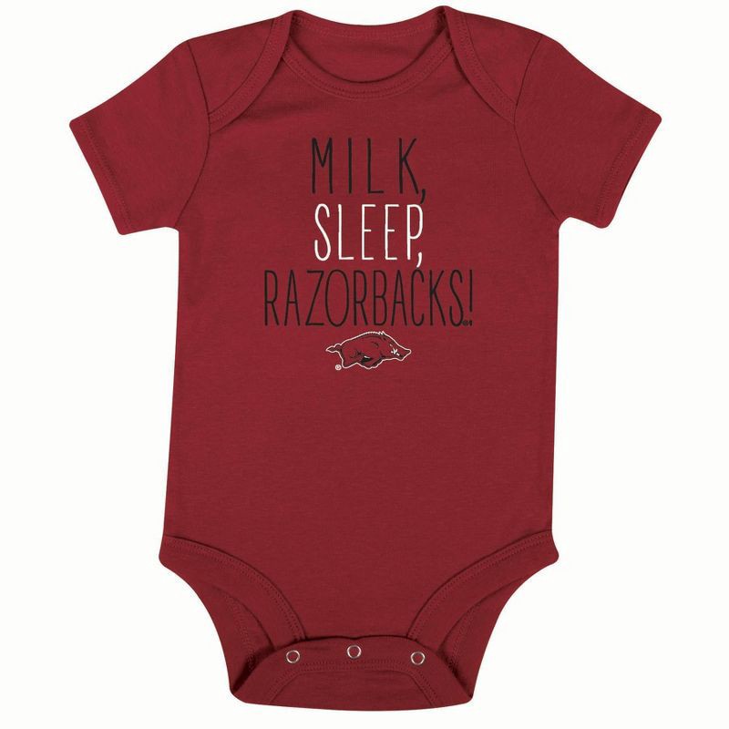 slide 3 of 4, NCAA Arkansas Razorbacks Infant Toddler Boys' 3pk Bodysuit - 0-3M, 3 ct