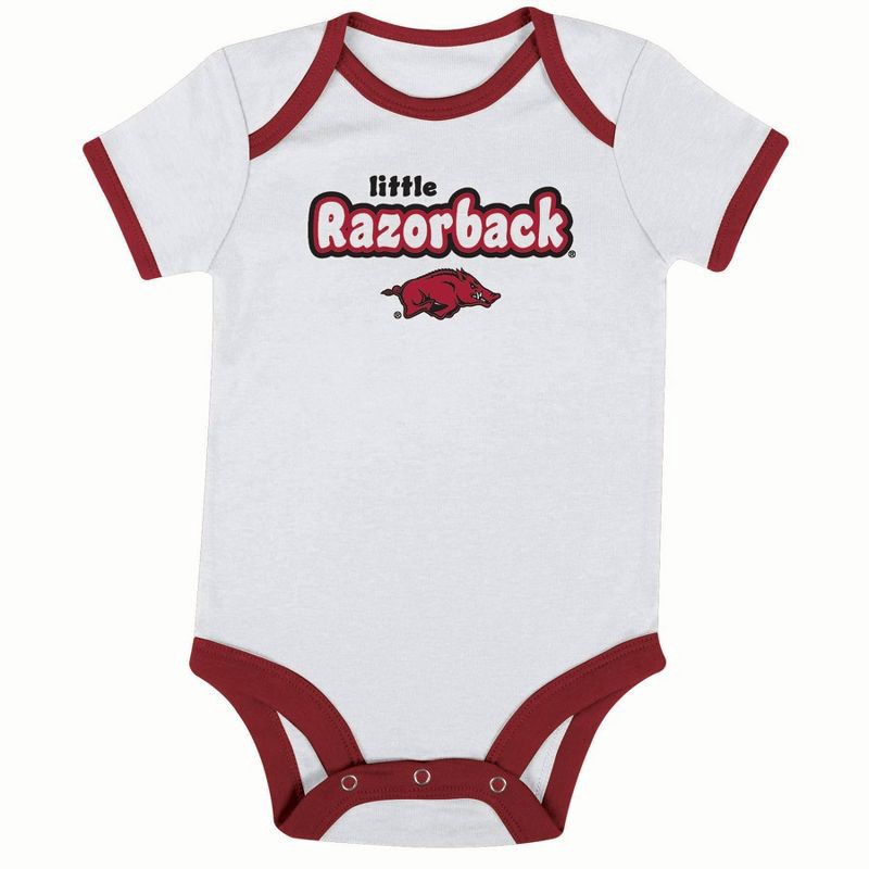 slide 1 of 4, NCAA Arkansas Razorbacks Infant Toddler Boys' 3pk Bodysuit - 6-9M, 3 ct