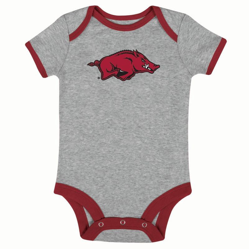 slide 2 of 4, NCAA Arkansas Razorbacks Infant Toddler Boys' 3pk Bodysuit - 3-6M, 3 ct