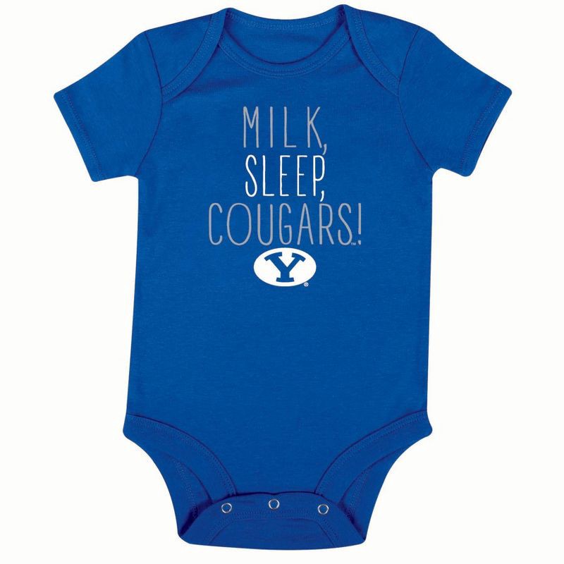 slide 3 of 4, NCAA BYU Cougars Infant Toddler Boys' 3pk Bodysuit - 3-6M, 3 ct