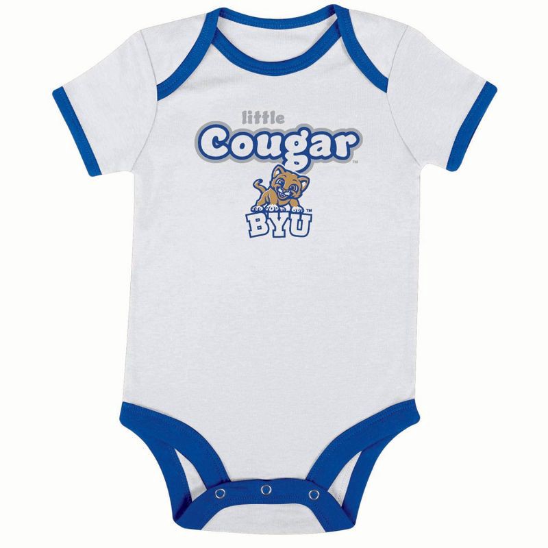 slide 1 of 4, NCAA BYU Cougars Infant Toddler Boys' 3pk Bodysuit - 3-6M, 3 ct