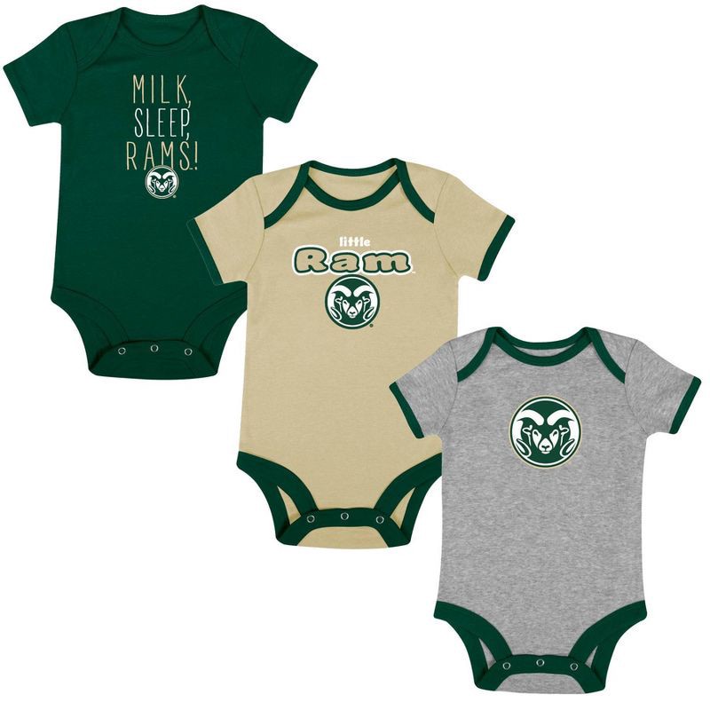 slide 4 of 4, NCAA Colorado State Rams Infant Toddler Boys' 3pk Bodysuit - 3-6M, 3 ct