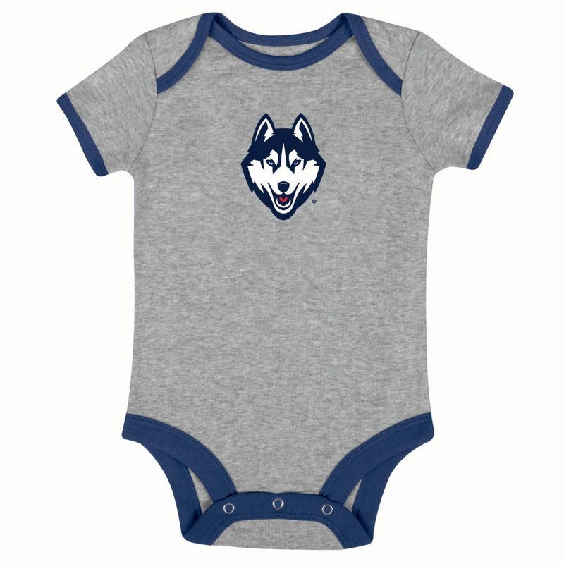 slide 2 of 4, NCAA UConn Huskies Infant Toddler Boys' 3pk Bodysuit - 3-6M, 3 ct