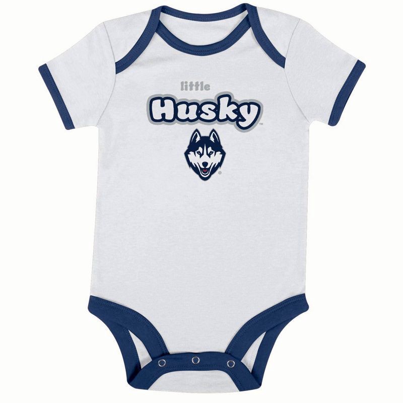 slide 1 of 4, NCAA UConn Huskies Infant Toddler Boys' 3pk Bodysuit - 3-6M, 3 ct
