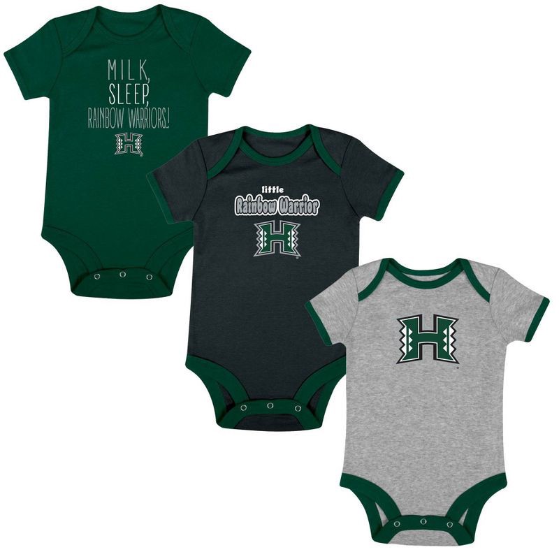 slide 4 of 4, NCAA Hawaii Rainbow Warriors Infant Toddler Boys' 3pk Bodysuit - 3-6M, 3 ct