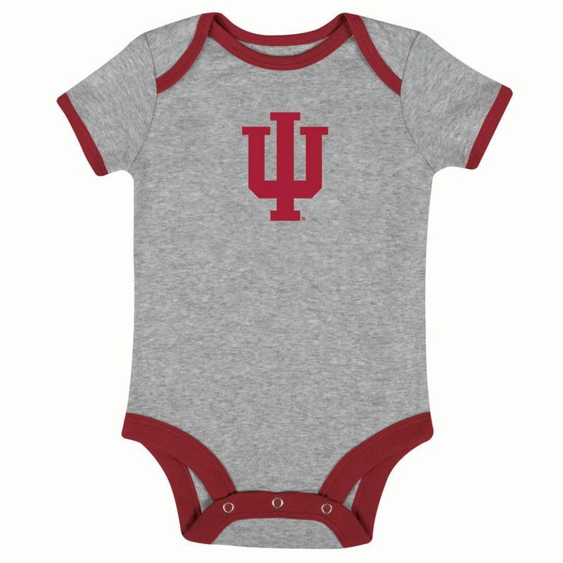 slide 2 of 4, NCAA Indiana Hoosiers Infant Toddler Boys' 3pk Bodysuit - 3-6M, 3 ct