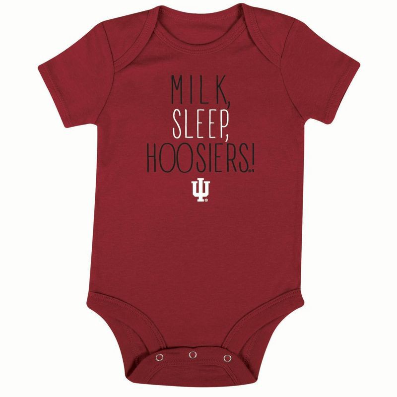 slide 4 of 4, NCAA Indiana Hoosiers Infant Toddler Boys' 3pk Bodysuit - 3-6M, 3 ct