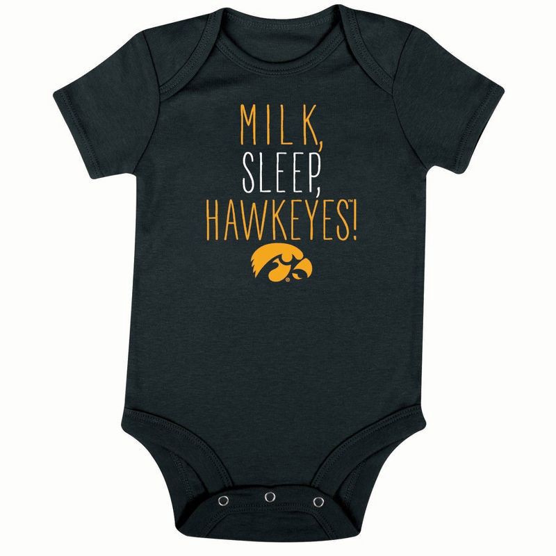 slide 3 of 4, NCAA Iowa Hawkeyes Infant Toddler Boys' 3pk Bodysuit - 6-9M, 3 ct