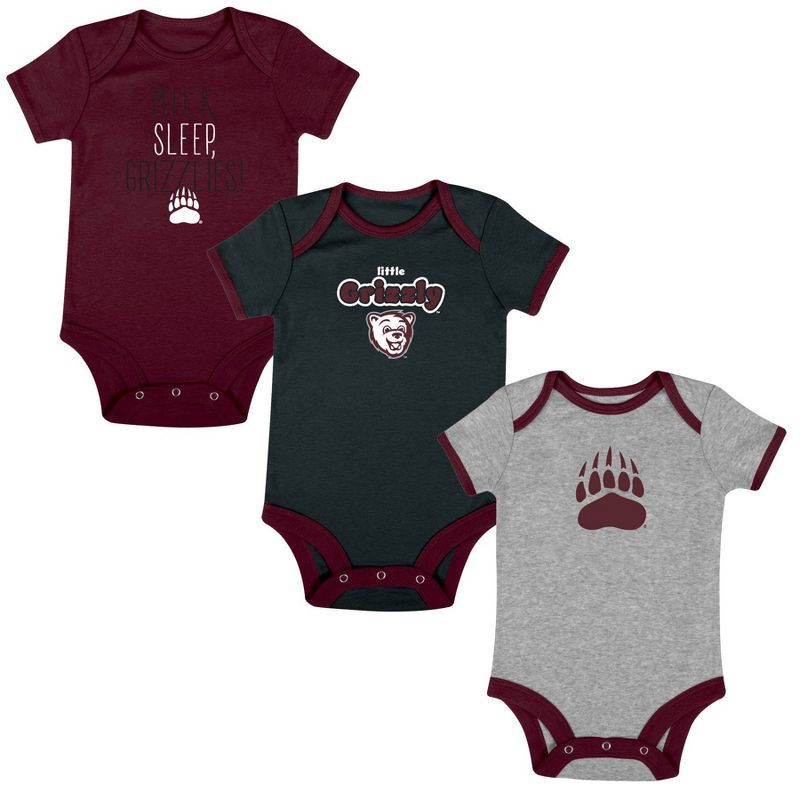 slide 4 of 4, NCAA Montana Grizzlies Infant Toddler Boys' 3pk Bodysuit - 6-9M, 3 ct