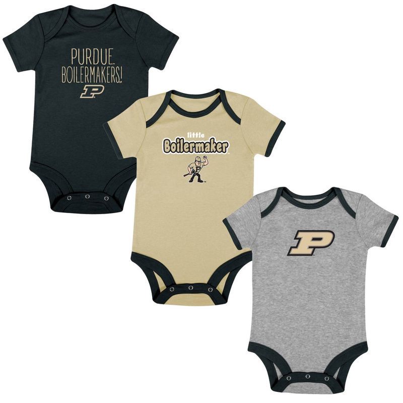 slide 2 of 4, NCAA Purdue Boilermakers Infant Toddler Boys' 3pk Bodysuit - 0-3M, 3 ct