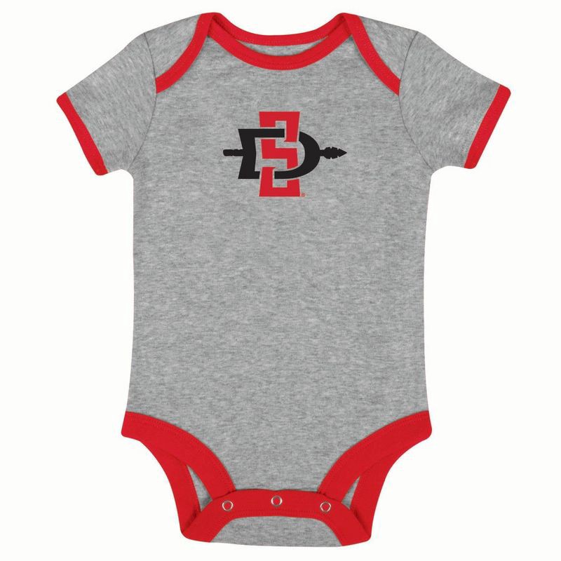 slide 3 of 4, NCAA San Diego State Aztecs Infant Toddler Boys' 3pk Bodysuit - 6-9M, 3 ct
