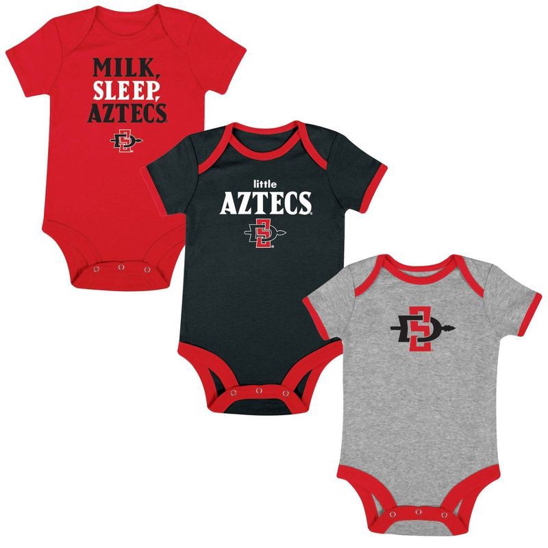 slide 4 of 4, NCAA San Diego State Aztecs Infant Toddler Boys' 3pk Bodysuit - 6-9M, 3 ct