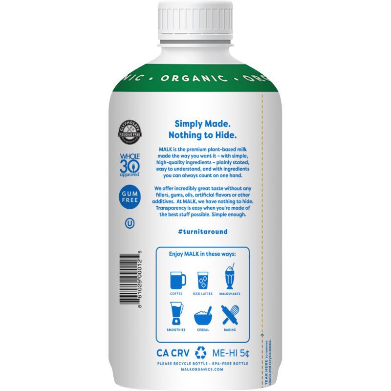 slide 8 of 8, MALK Organics Unsweetened Almond Vanilla Milk - 28 fl oz, 28 fl oz