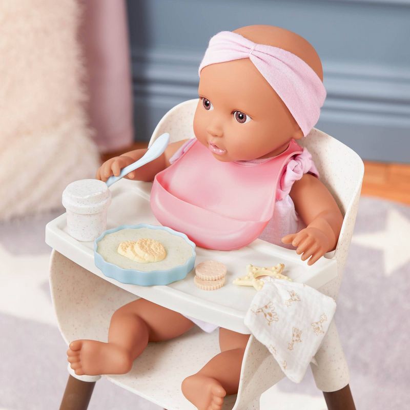 slide 6 of 7, LullaBaby Doll High Chair and Accessories Set: Includes Play Food for 14 Inch Dolls, 14-Piece Plastic Kit, 1 ct