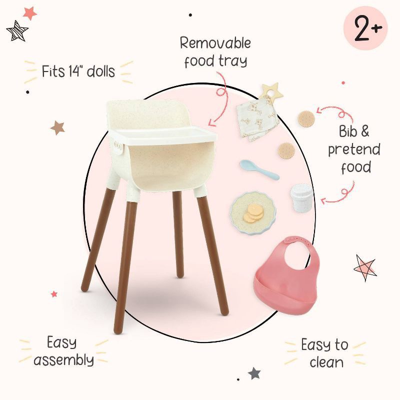 slide 4 of 7, LullaBaby Doll High Chair and Accessories Set: Includes Play Food for 14 Inch Dolls, 14-Piece Plastic Kit, 1 ct