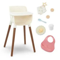 LullaBaby Doll High Chair and Accessories Set: Includes Play Food for 14 Inch Dolls, 14-Piece Plastic Kit