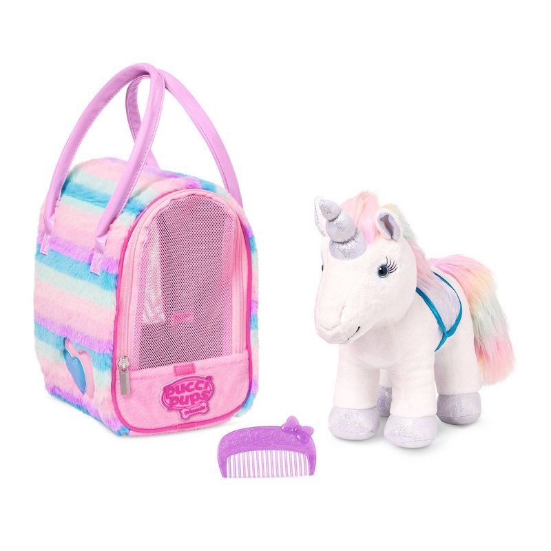 slide 1 of 5, Pucci Pals Plush with Purse Rainbow Glam Bag & Sparkly Unicorn: Stuffed Fantasy Animal Set, Pets Theme, 9" Height, 1 ct