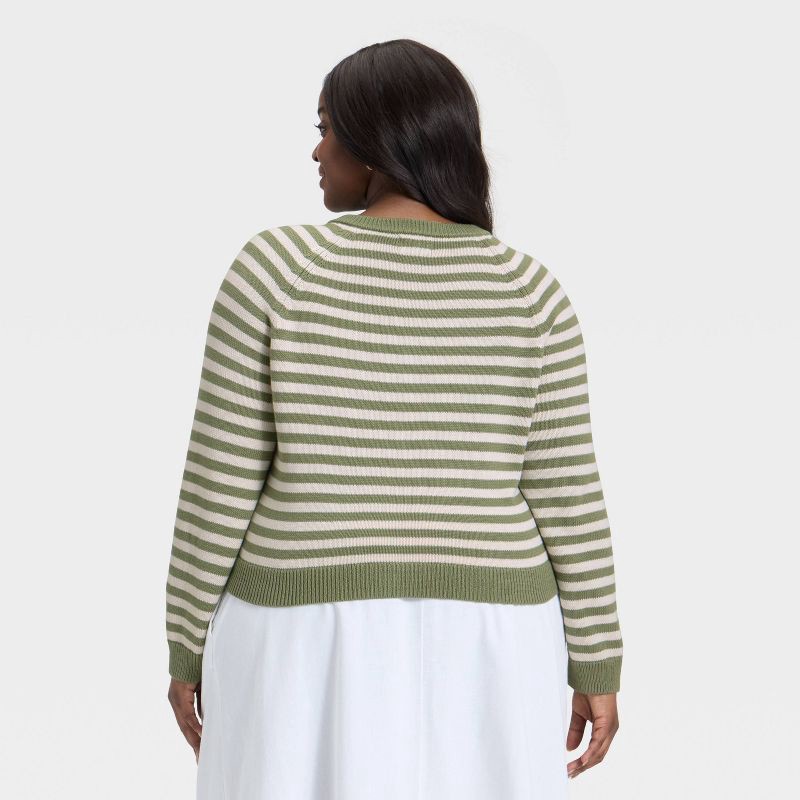slide 2 of 3, Women's Button-Down Cardigan Sweater - Universal Thread™ Green Striped XXL, 1 ct