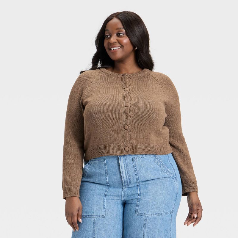 slide 1 of 3, Women's Button-Down Cardigan Sweater - Universal Thread™ Brown XXL, 1 ct