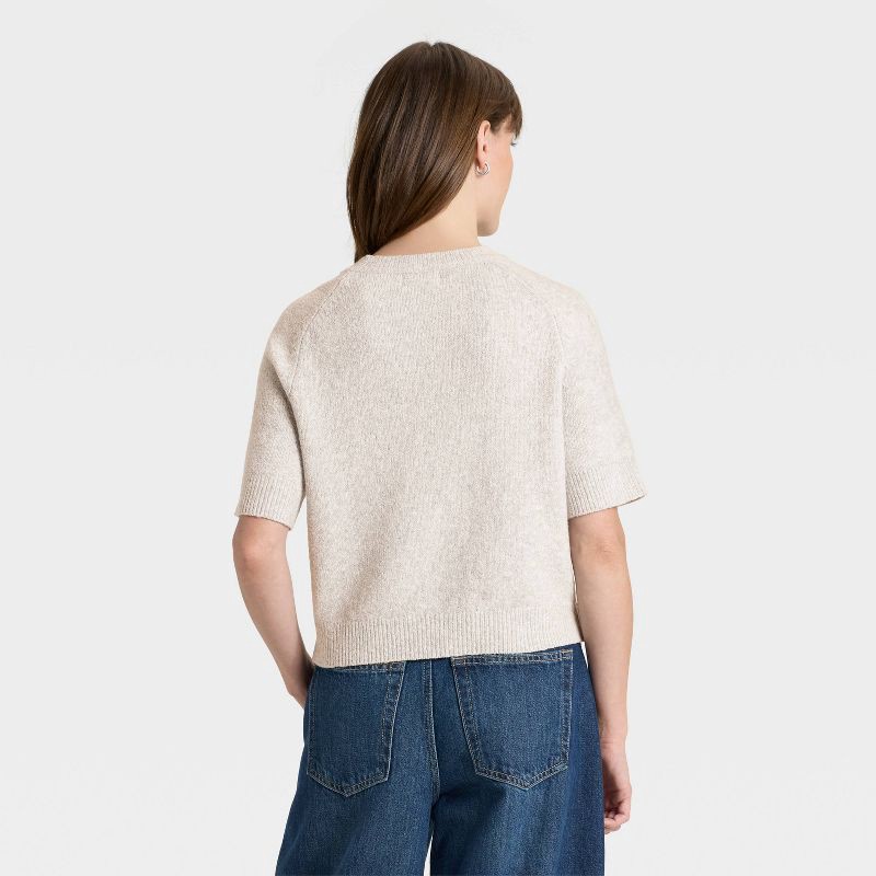 slide 3 of 3, Women's Short Sleeve Crewneck Pullover Sweater - Universal Thread™ Gray S, 1 ct