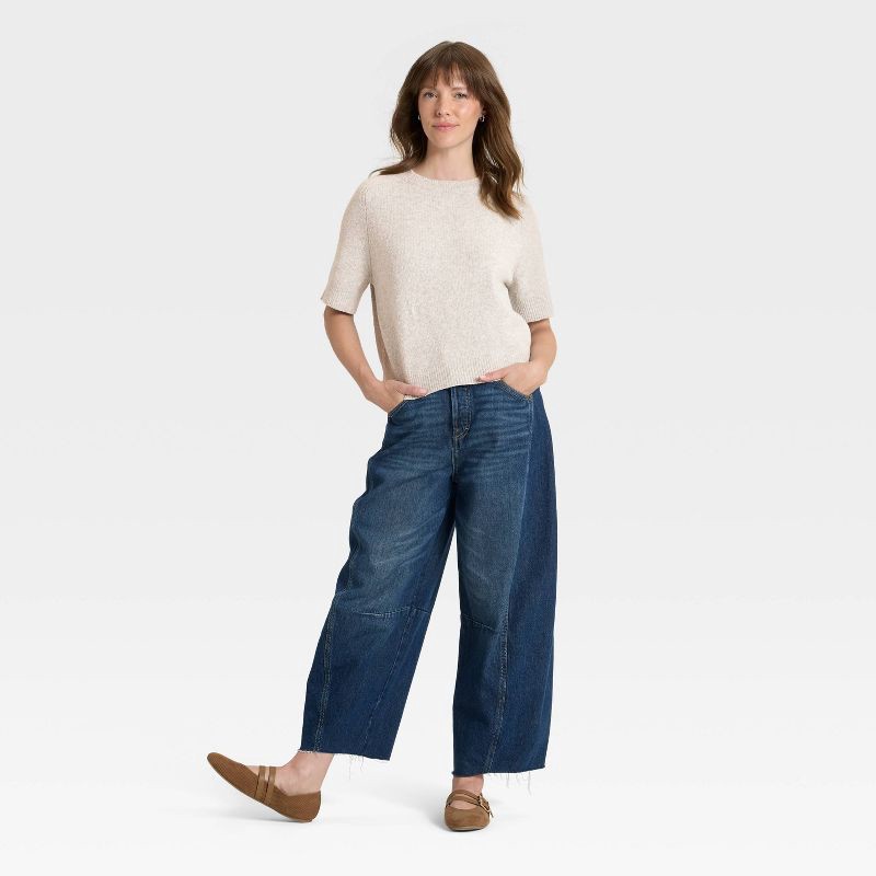 slide 2 of 3, Women's Short Sleeve Crewneck Pullover Sweater - Universal Thread™ Gray S, 1 ct