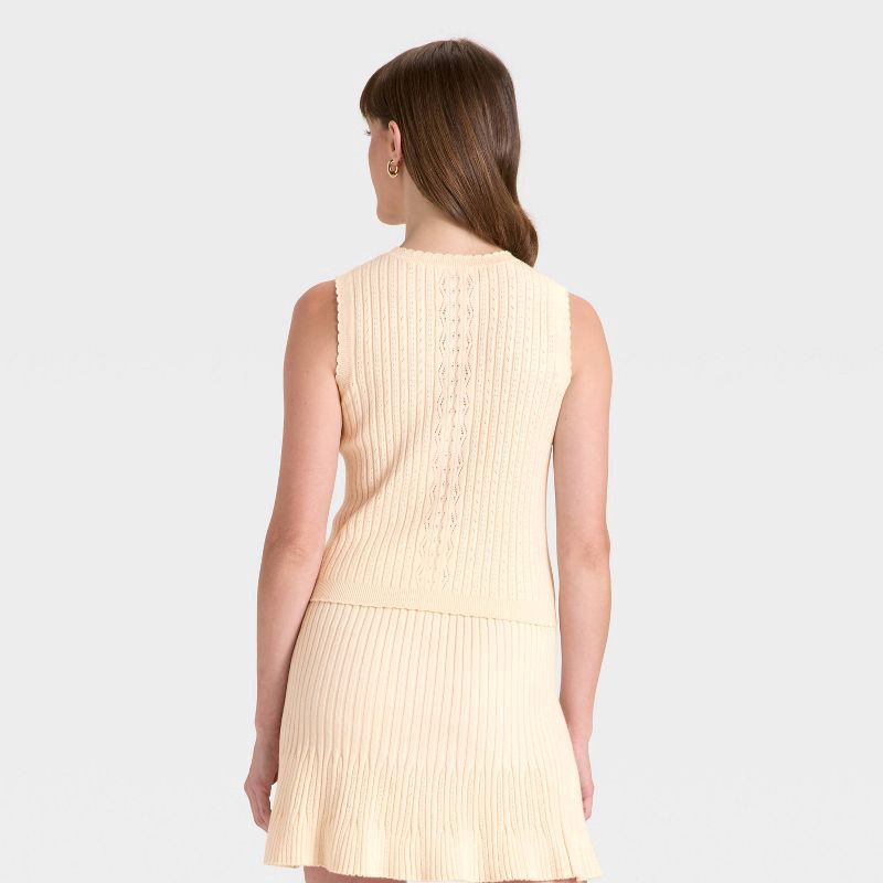 slide 2 of 3, Women's Ribbed Sweater Vest - Universal Thread™ Cream M, 1 ct