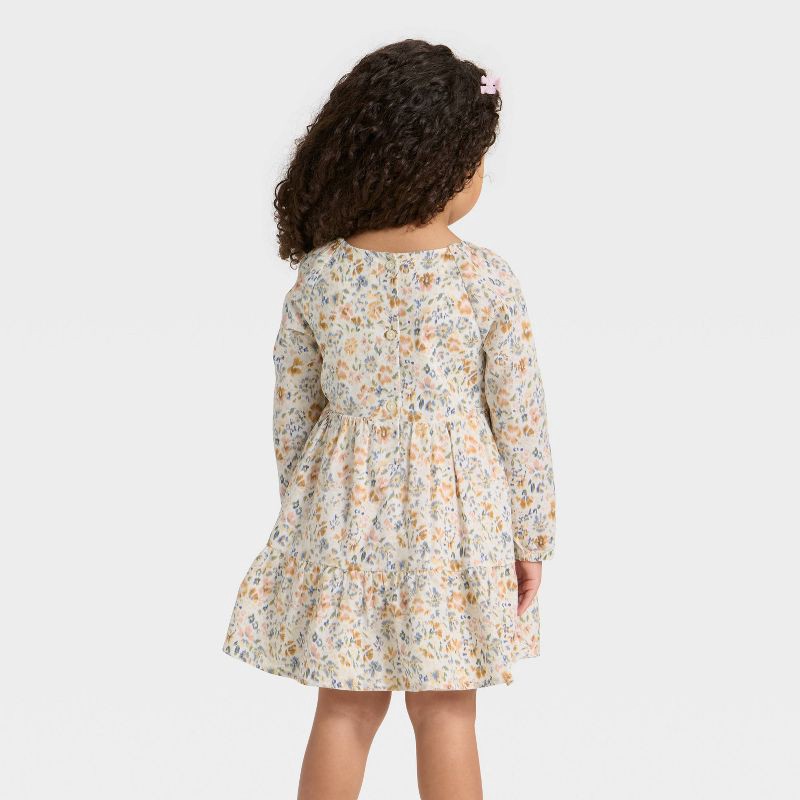 slide 2 of 4, OshKosh B'gosh Toddler Girls' Long Sleeve Floral Dress - Cream 5T, 1 ct