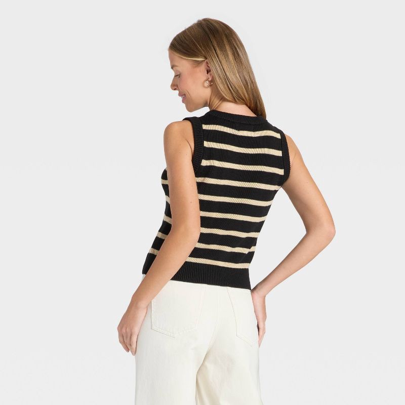 slide 2 of 3, Women's Sweater Tank Top - Universal Thread™ Black Striped XS, 1 ct