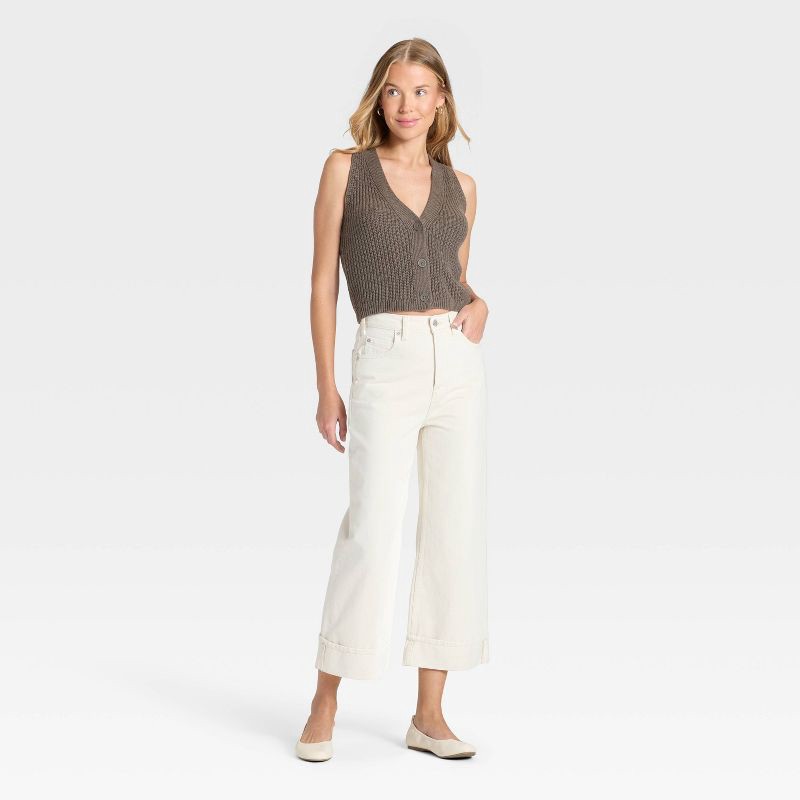 slide 3 of 3, Women's Button-Front Sweater Vest - Universal Thread™ Brown XS, 1 ct