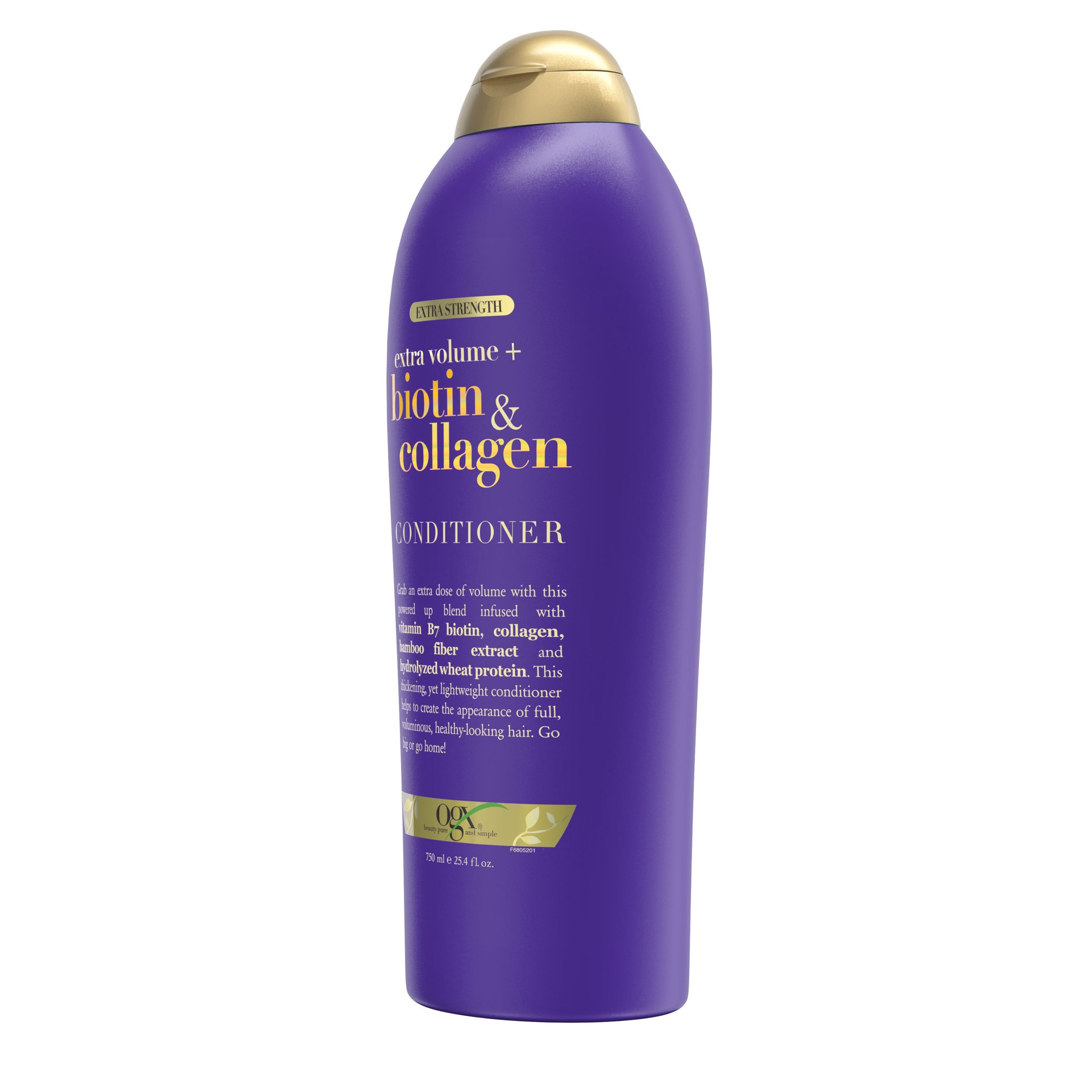slide 2 of 9, OGX Biotin & Collagen Extra Strength Volumizing Conditioner for Thicker, Fuller Hair, 25.4 fl oz, 25.4 fl oz