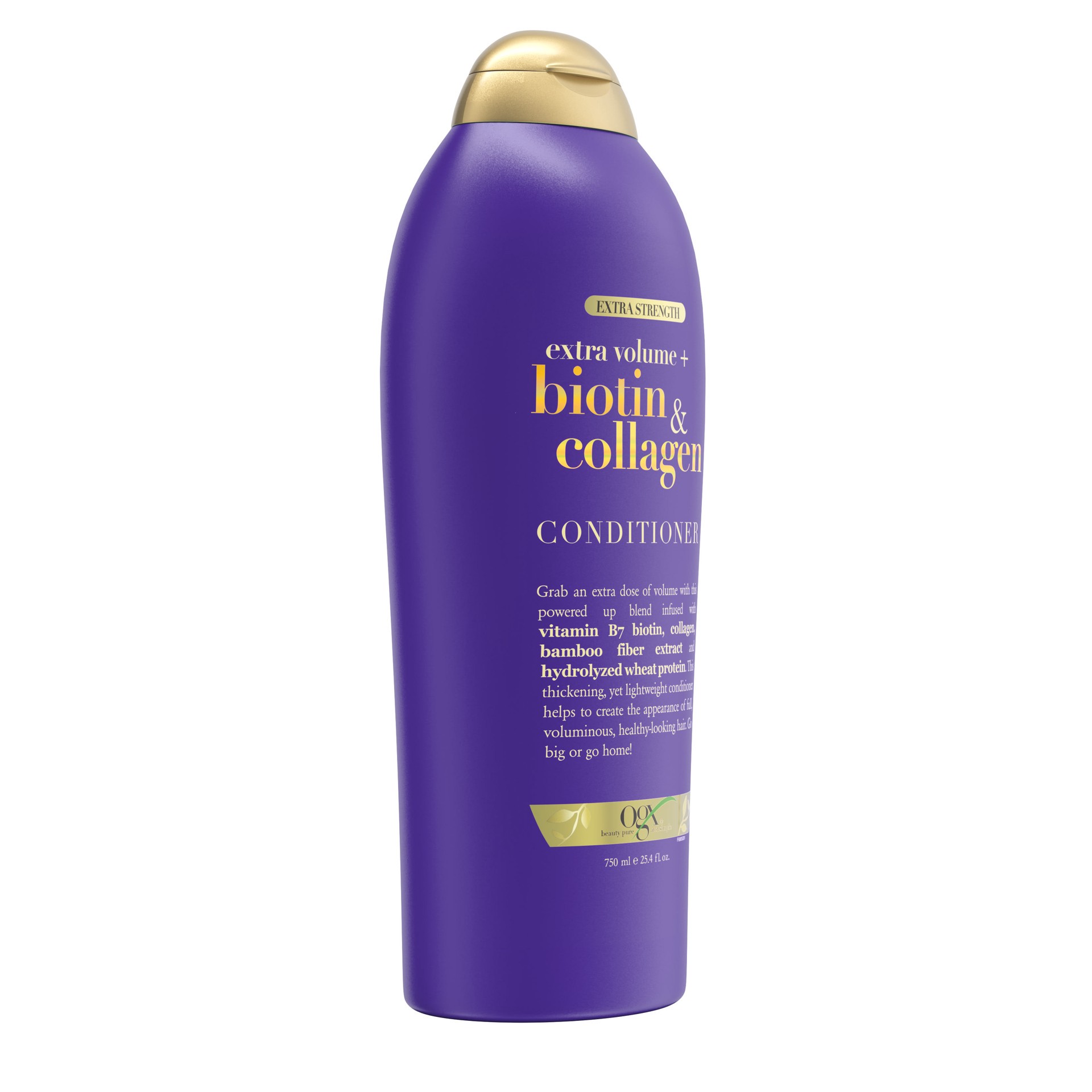 slide 5 of 9, OGX Biotin & Collagen Extra Strength Volumizing Conditioner for Thicker, Fuller Hair, 25.4 fl oz, 25.4 fl oz