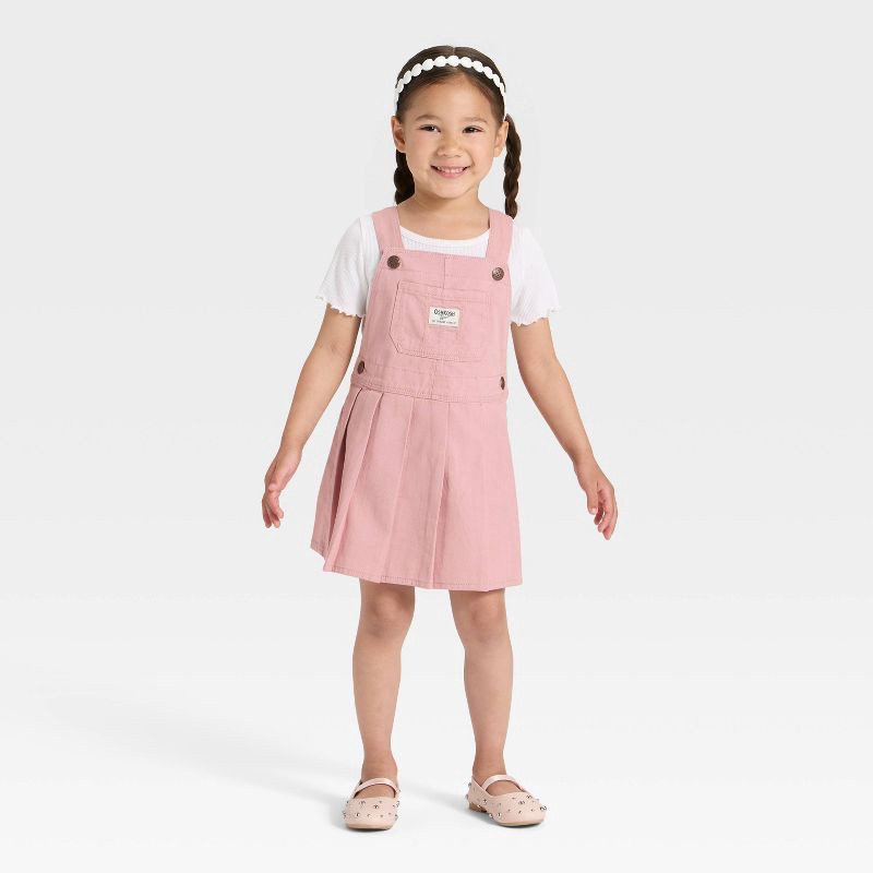 slide 3 of 4, OshKosh B'gosh Toddler Girls' Pleated Skirtall - Pink 12M, 1 ct