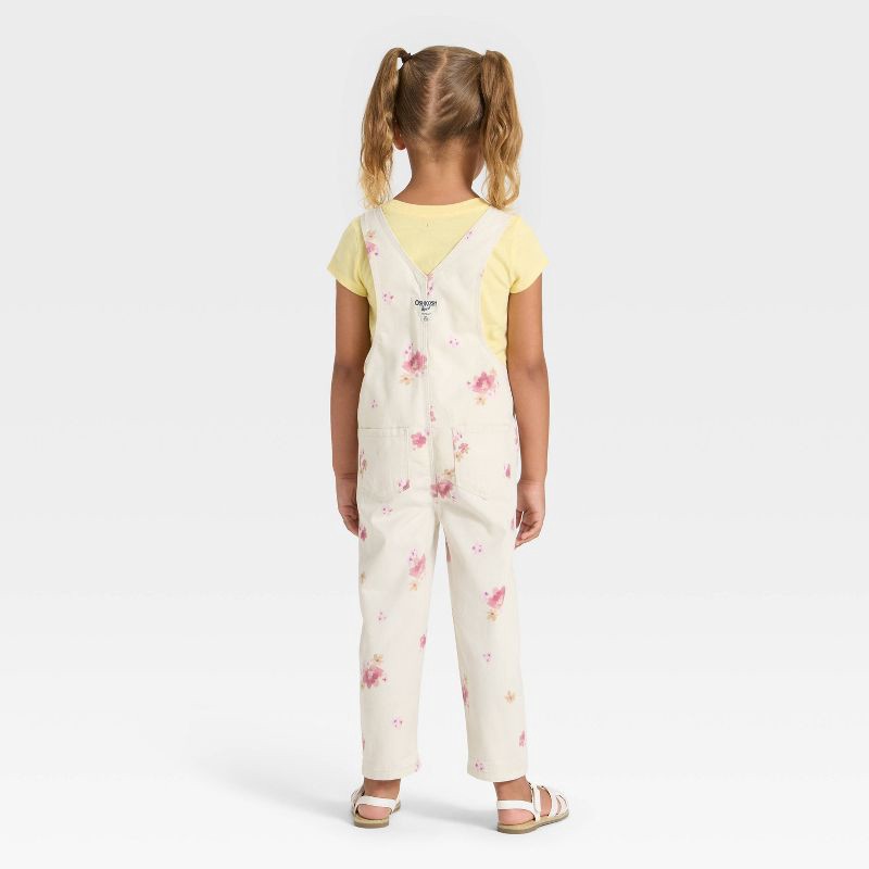 slide 2 of 4, OshKosh B'gosh Toddler Girls' Floral Overalls - Cream 5T, 1 ct