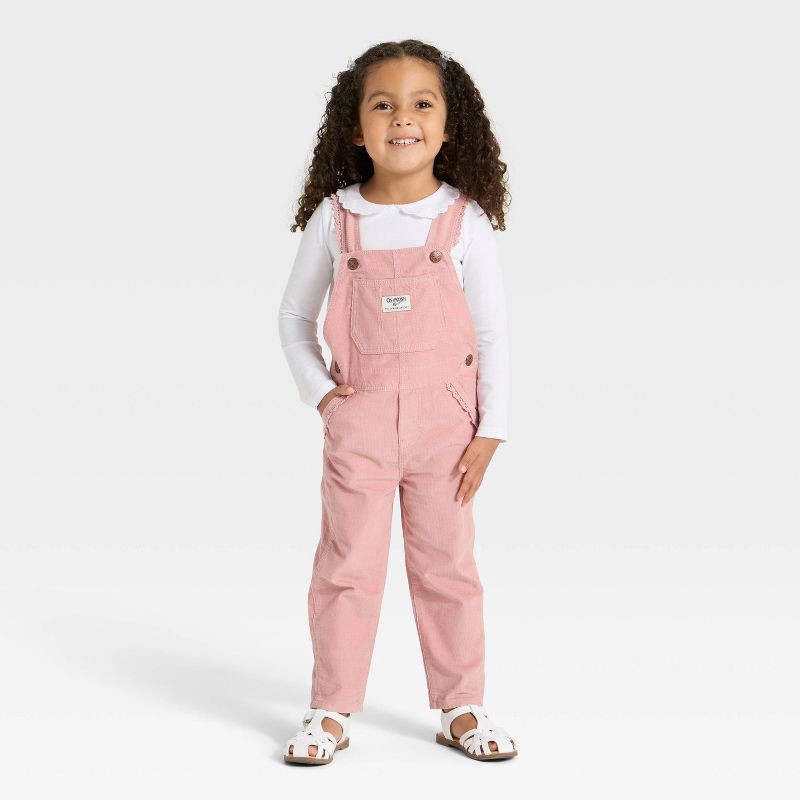 slide 1 of 4, OshKosh B'gosh Toddler Girls' Corduroy Overalls - Pink 12M, 1 ct