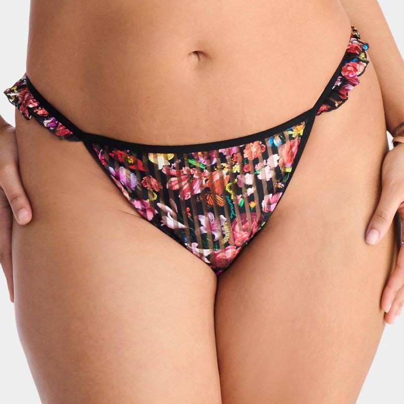 slide 9 of 9, Parade Women's Floral Sheer Stripe Undergarment Set - Black Floral S, 1 ct