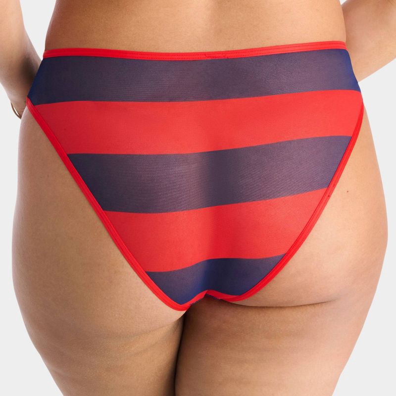 slide 11 of 11, Parade Silky Mesh Scoop Bralette & Cheeky Underwear Set - Red/Blue Stripe XL, 1 ct
